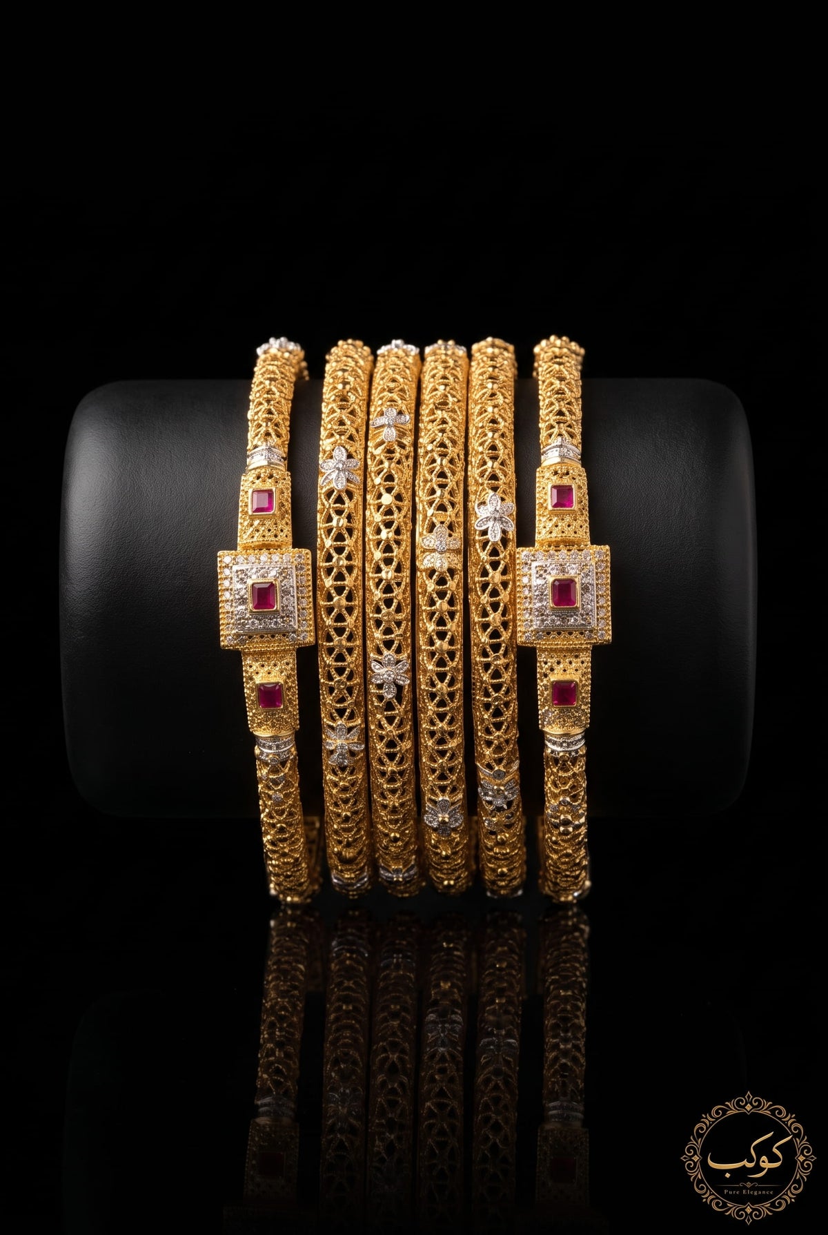 Traditional Gold Bridal Bangles - Set of 6