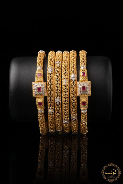 Traditional Gold Bridal Bangles - Set of 6
