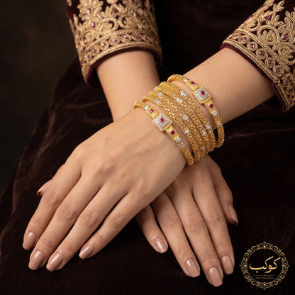 Traditional Gold Bridal Bangles - Set of 6