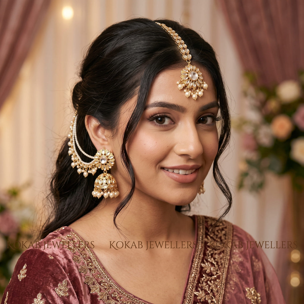 Uncut Kundan Bahubali Sahara Jhumka and Tikka Sets by KOKAB JEWELLERS