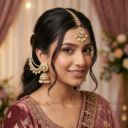 Uncut Kundan Bahubali Sahara Jhumka and Tikka Sets by KOKAB JEWELLERS