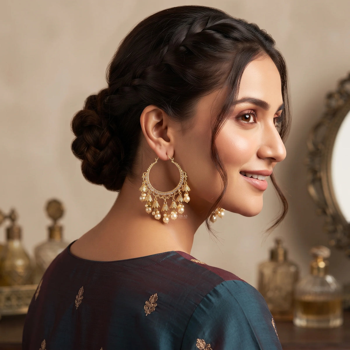 Kashmiri Bali Pearl Earrings
