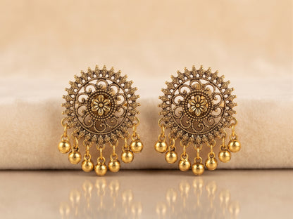 Oxidized & Antique Round Jhumka Earrings