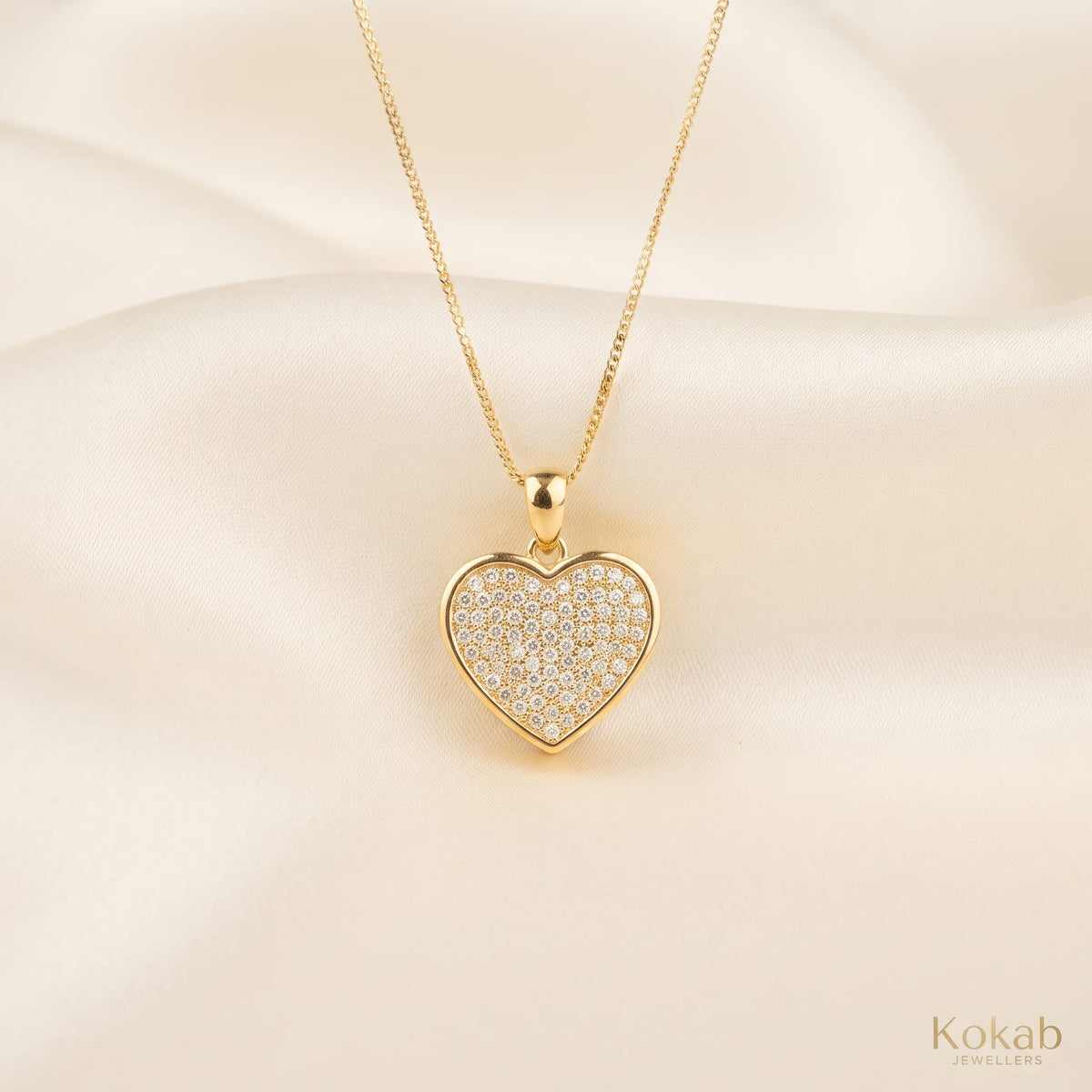 Gold American Diamond Heart Necklace and Earring Set