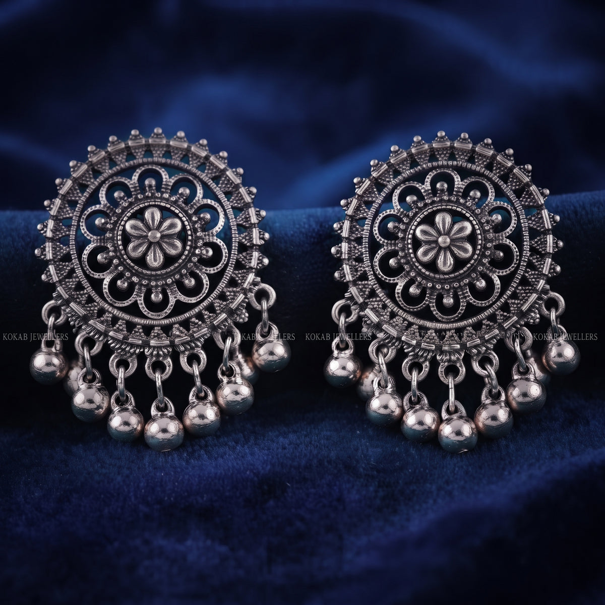 Oxidized & Antique Round Jhumka Earrings
