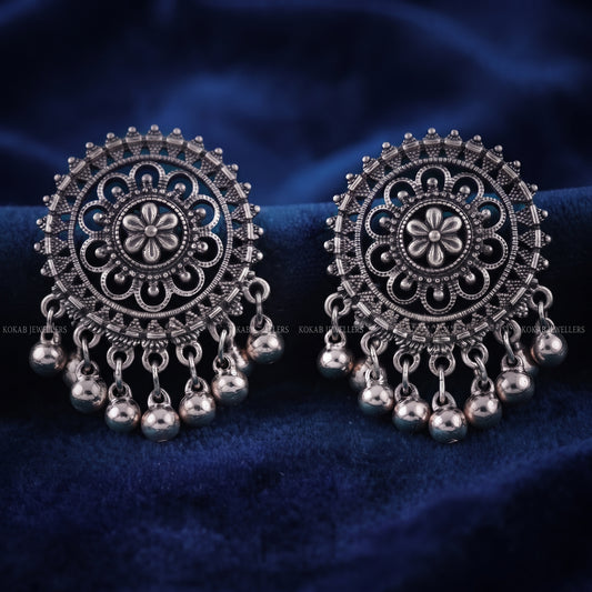 Oxidized & Antique Round Jhumka Earrings