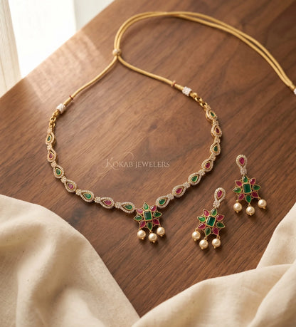 Starburst Ruby CZ Necklace Set